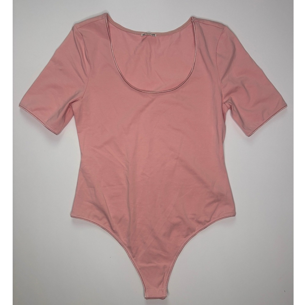 NWOT Intimately Free People Pink Scoop Neck Short Sleeve Thong Bodysuit Medium